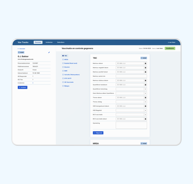 Een scherm van de Ikazia webapplicatie