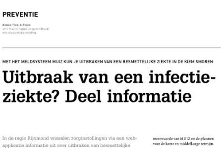 Social media post met de tekst: "Uitbraak van een infectie-ziekte? Deel informatie"