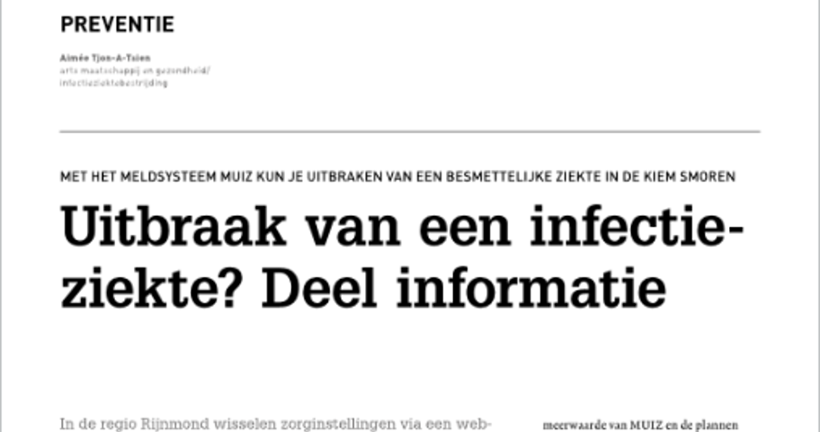 Social media post met de tekst: "Uitbraak van een infectie-ziekte? Deel informatie"